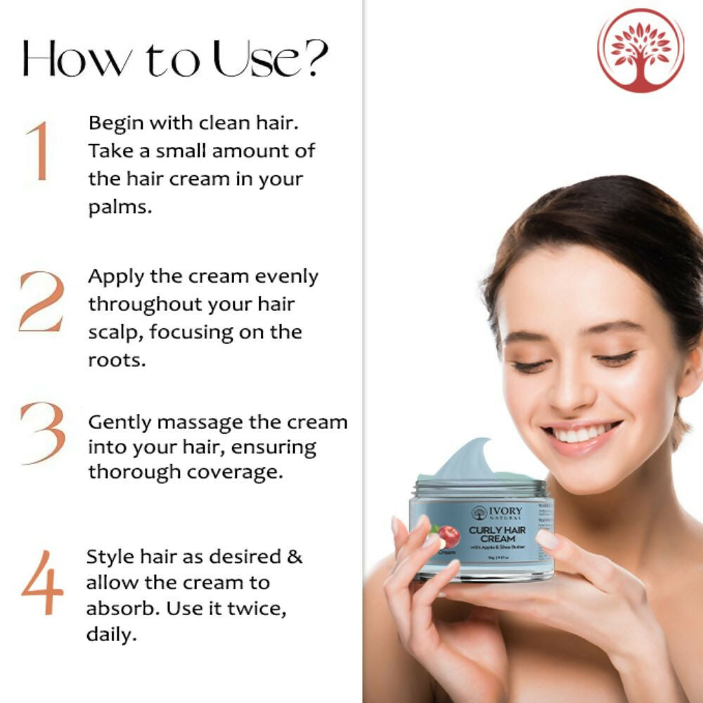 Ivory Natural Curly Hair Cream - Bouncy, Shiny, Humidity-Resistant Curls Hair | Grocsy