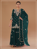 Anaita Green Vichitra Stitched Suit with Embroidered viscose Thread Jari & Sequence work | Grocsy