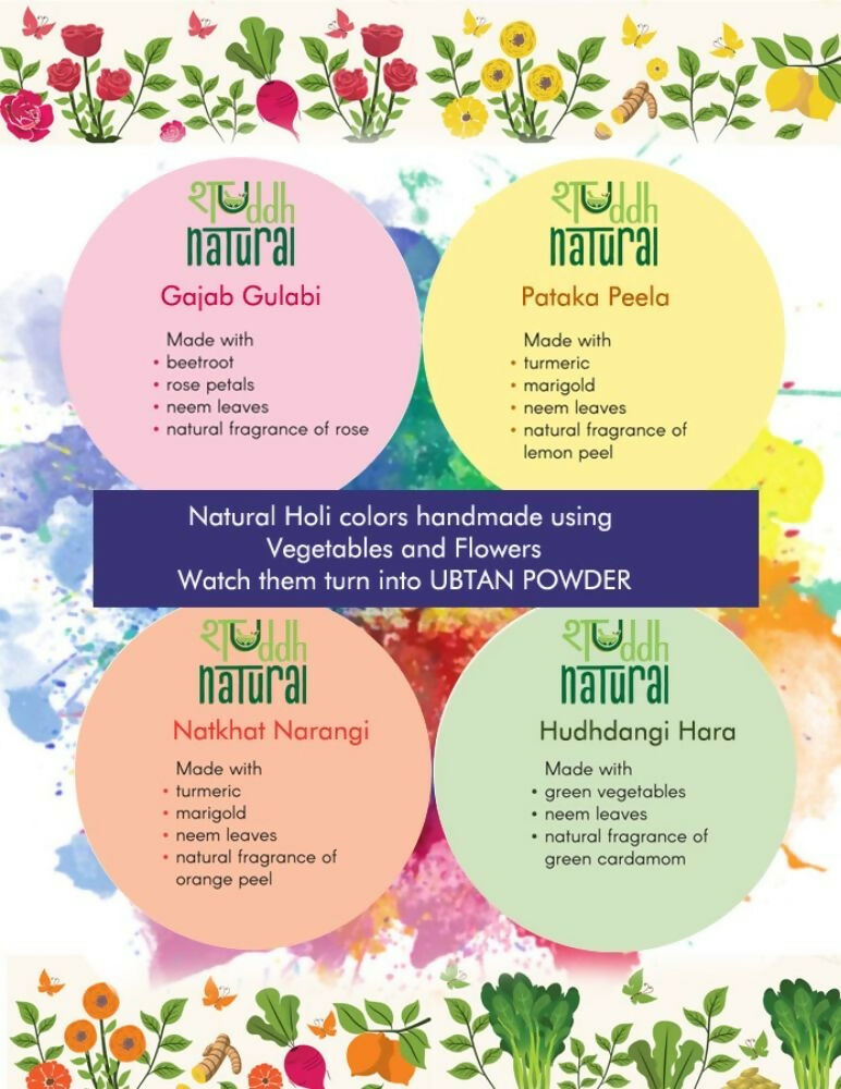 Shuddh Natural Ubtan Based Herbal Gulal and Ayurvedic Thandai Powder | Holi Gift Hamper | Grocsy