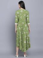 Myshka Women Green Floral Midi Dress | Grocsy