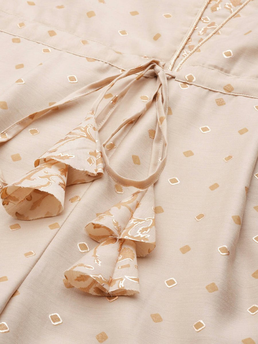 Ahalyaa Off White & Pink Printed Basic Jumpsuit | Grocsy