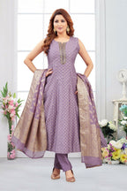 Joban Fashion Jacquard Lylac Color Kurta Set | Grocsy
