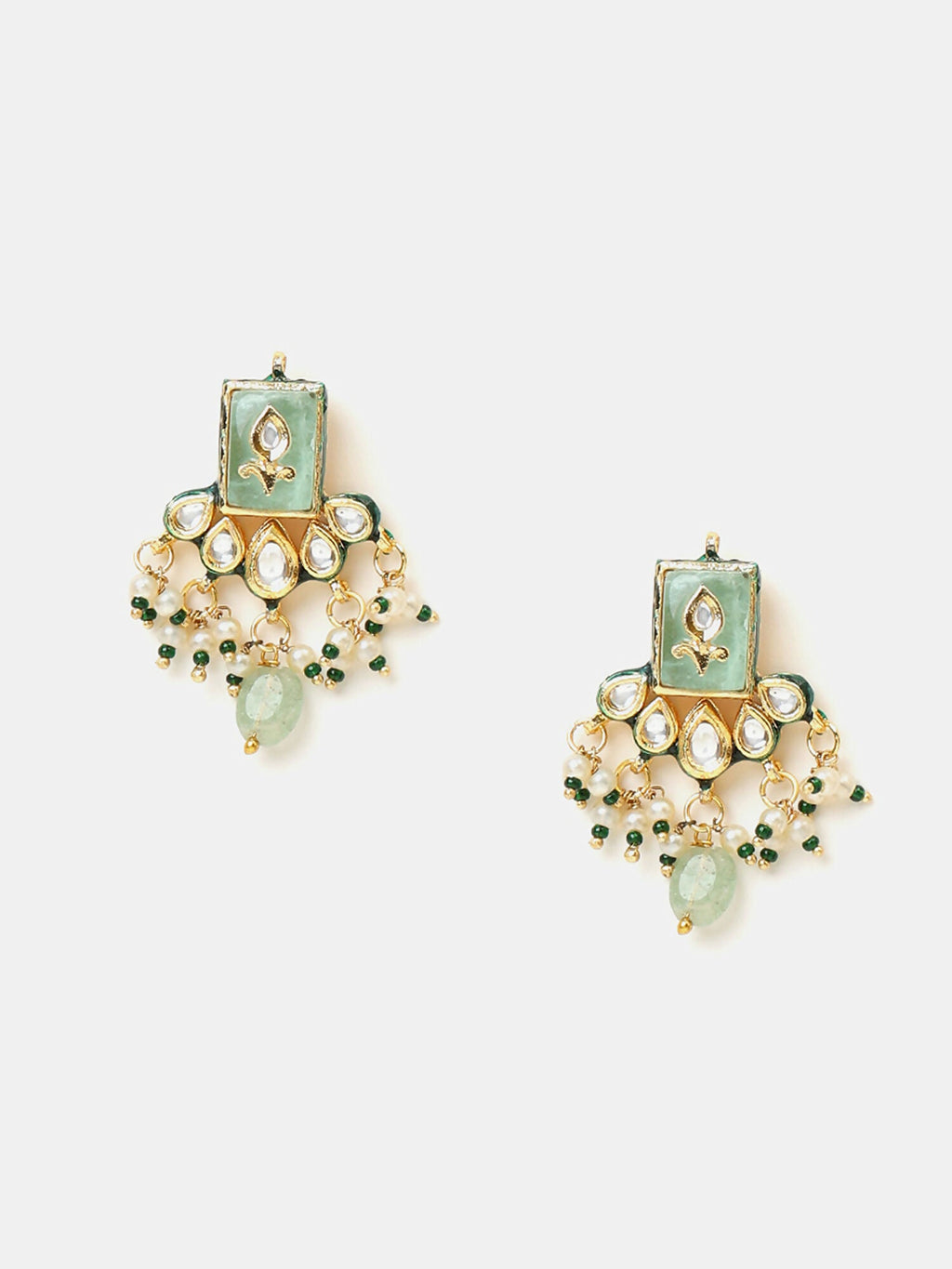 Ruby Raang Pearl Glow Necklace With Matching Earrings And Maang Tikka | Grocsy