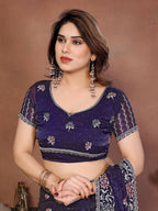 Teeya Creation New Womens Latest Party Wear Soft Chiffon Silk Saree-Purple | Grocsy