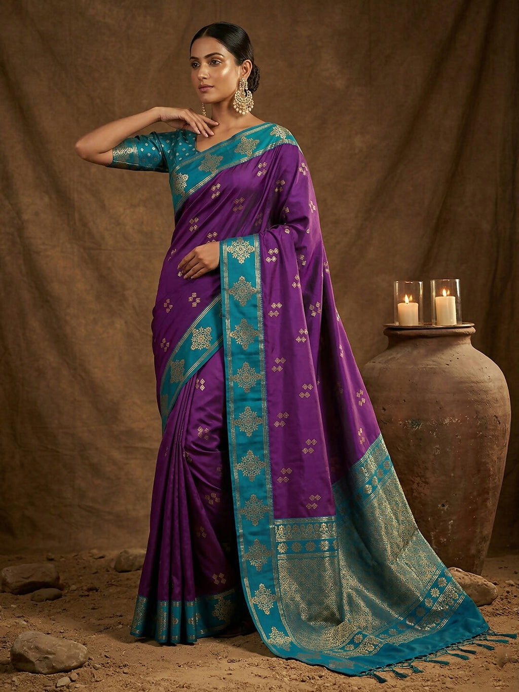 Shree Shyam Fashion Violet Soft Silk Saree | Grocsy