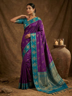 Shree Shyam Fashion Violet Soft Silk Saree | Grocsy