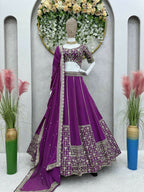 Jyoti Fashion Women's Wine Faux Georgette Sequins with Thread Embroidered Designer Lehenga Choli Set | Grocsy