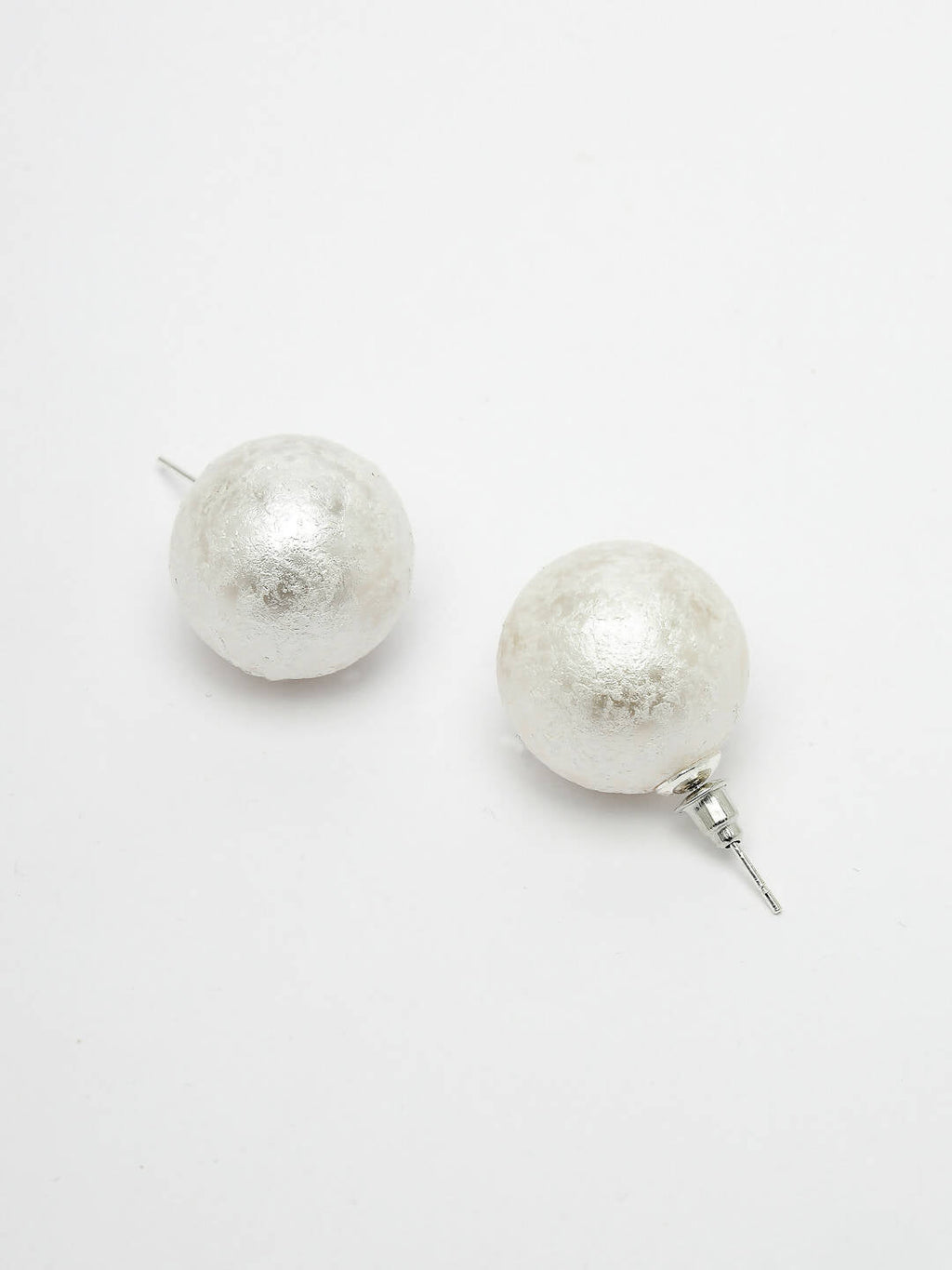 NVR Women's White Color Moon Stud Earrings | Grocsy