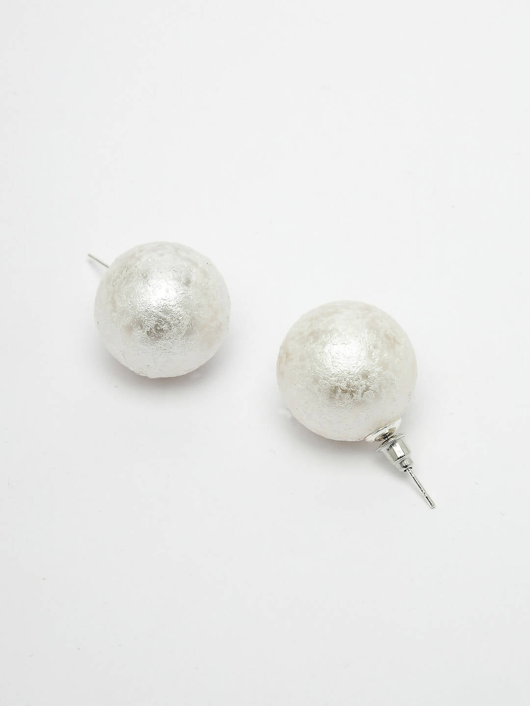 NVR Women's White Color Moon Stud Earrings | Grocsy