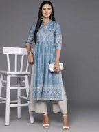 Ahalyaa Women's Traditional wear Kurta - Powder Blue | Grocsy