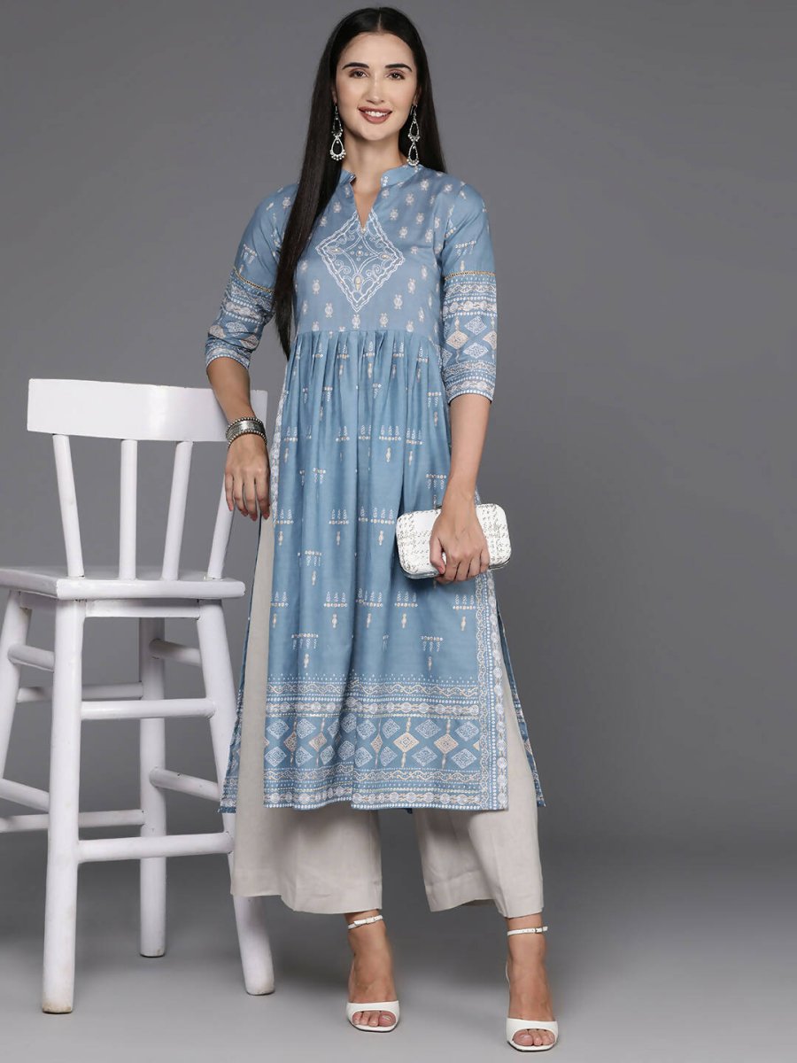 Ahalyaa Women's Traditional wear Kurta - Powder Blue | Grocsy