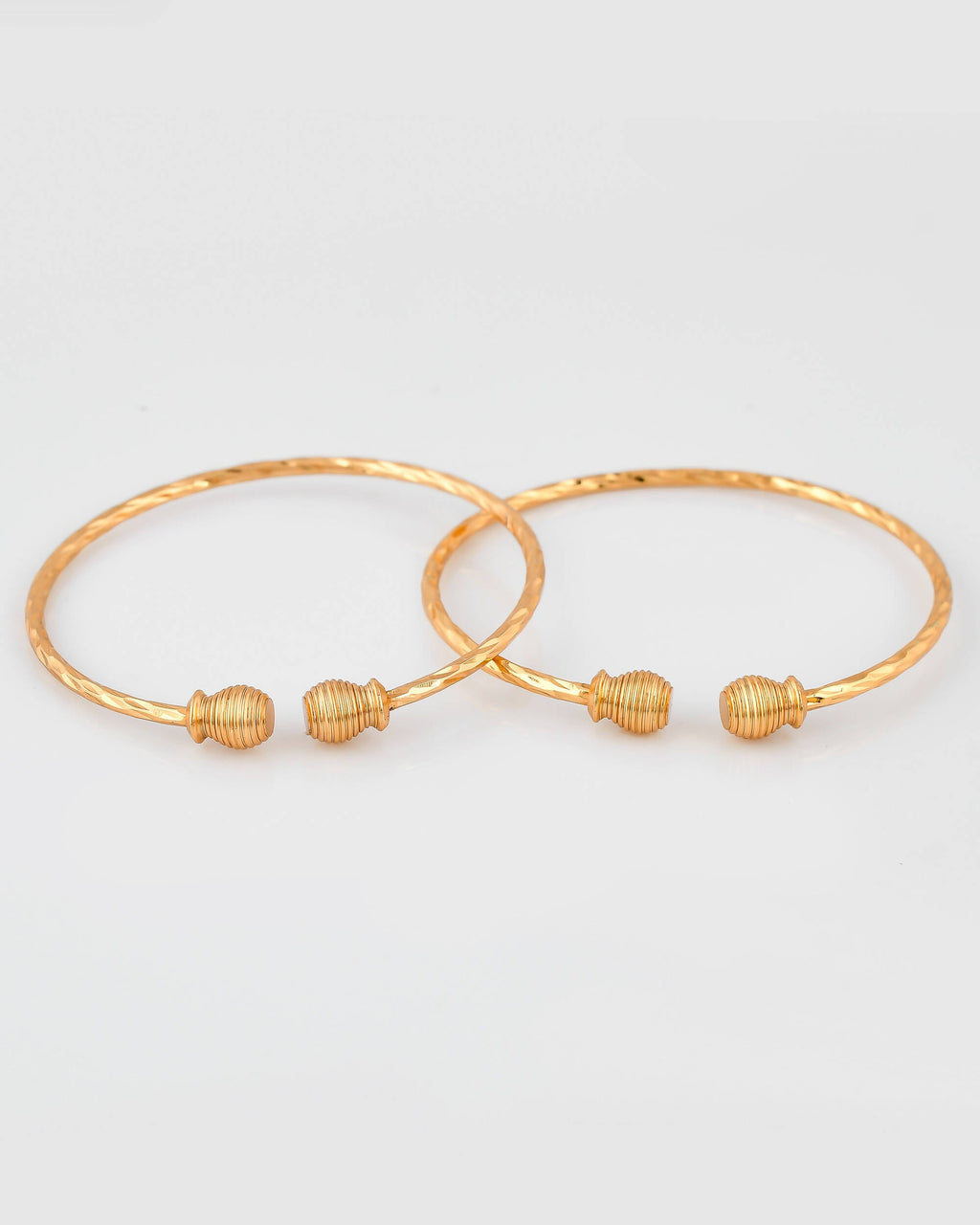 VOJ Stainless Steel Gold-Polished Bangle Set (Pack of 2) | Grocsy