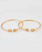 VOJ Stainless Steel Gold-Polished Bangle Set (Pack of 2) | Grocsy