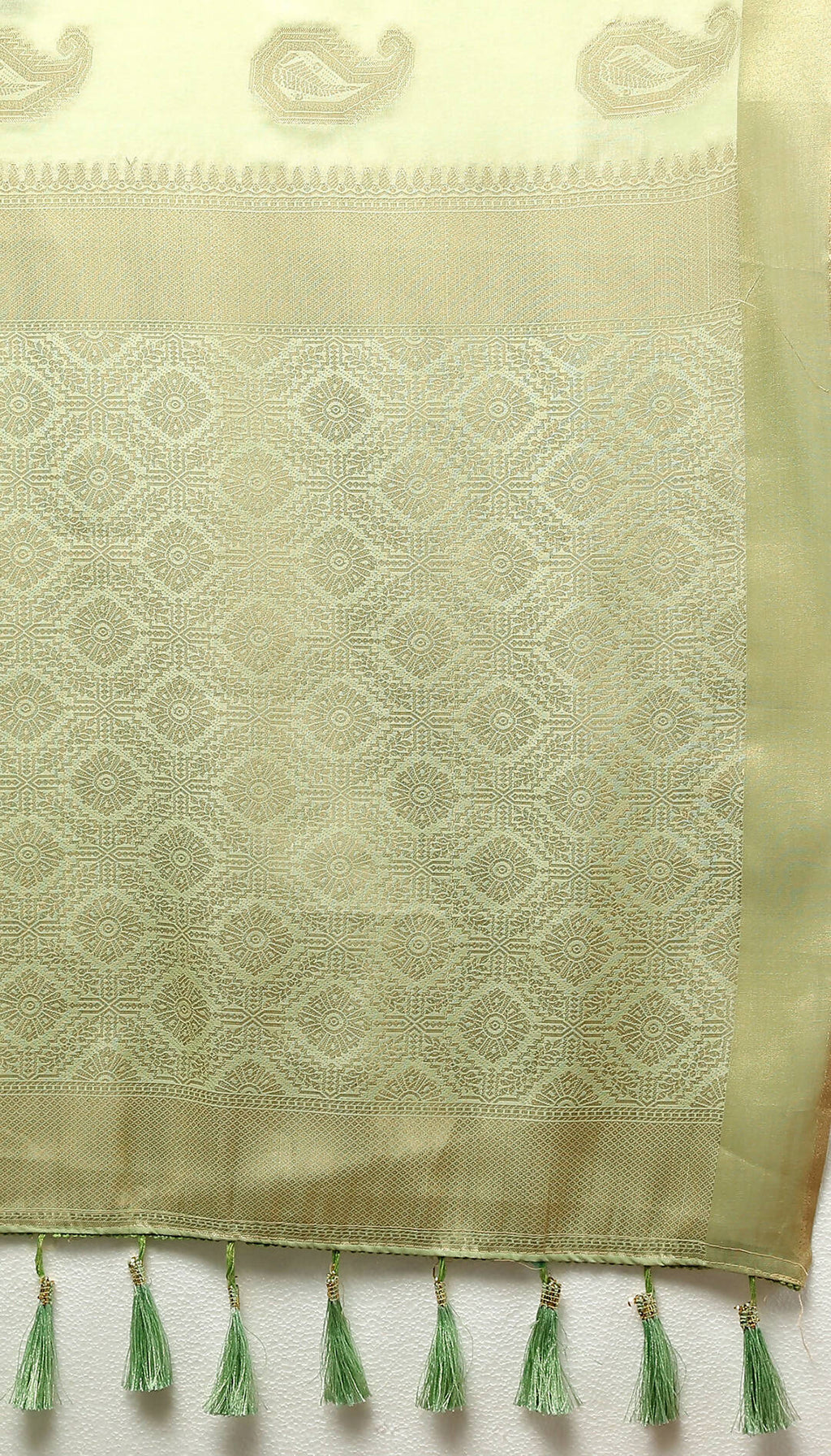 Lorenvalley Fashion Seagreen Cotton Woven Design with Zari Weaving Design Saree | Grocsy