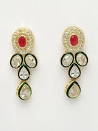 NVR Women's Red & Gold Kundan Studded Handcrafted Jewellery Set | Grocsy