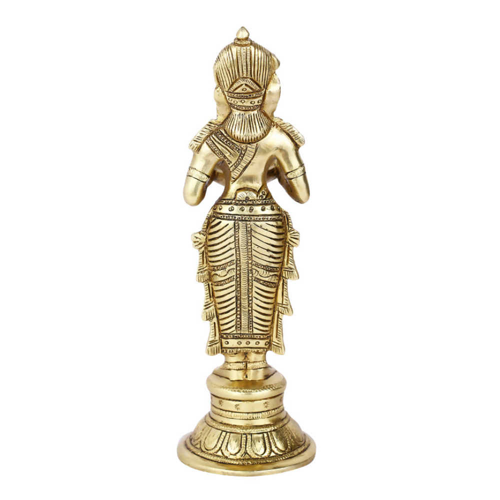 CraftVatika Brass Beautiful Lady Holding Diya Oil Lamp Stand Showpiece | Grocsy