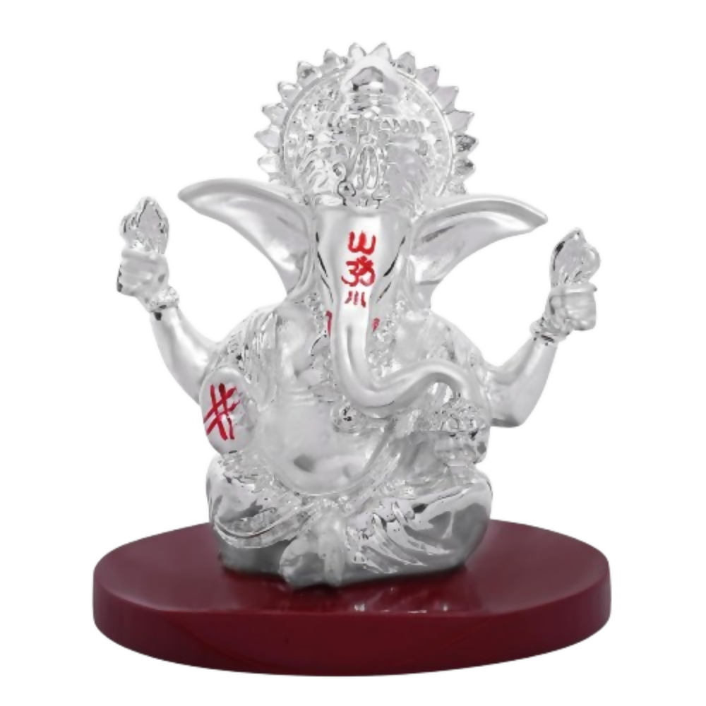 DIVINITI 999 Silver Plated 4 Hand Ganesha Idol | Grocsy