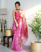 Vamsee Dillagi Dark Pink (Dillagi) Organza Saree | Grocsy