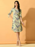 Myshka Women's Lime Green A-Line Party Dress | Grocsy