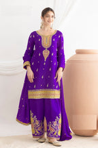 Aarshi Fashions Blue Chinon Wedding Suits | Grocsy