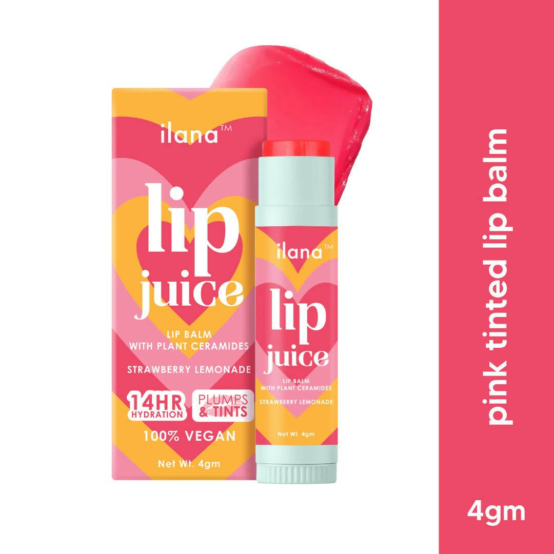 Ilana Lip Juice Tinted Lip Balm With Plant Ceramides - 14 Hr Hydration (Strawberry Lemonade) | Grocsy