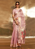 Pink Handwoven Tissue Fabric Festive & Party Style Saree - Emponline | Grocsy