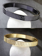 NVR Men's Set of 2 Gold & Black Rhodium-Plated Stainless Steel Kada Bracelet