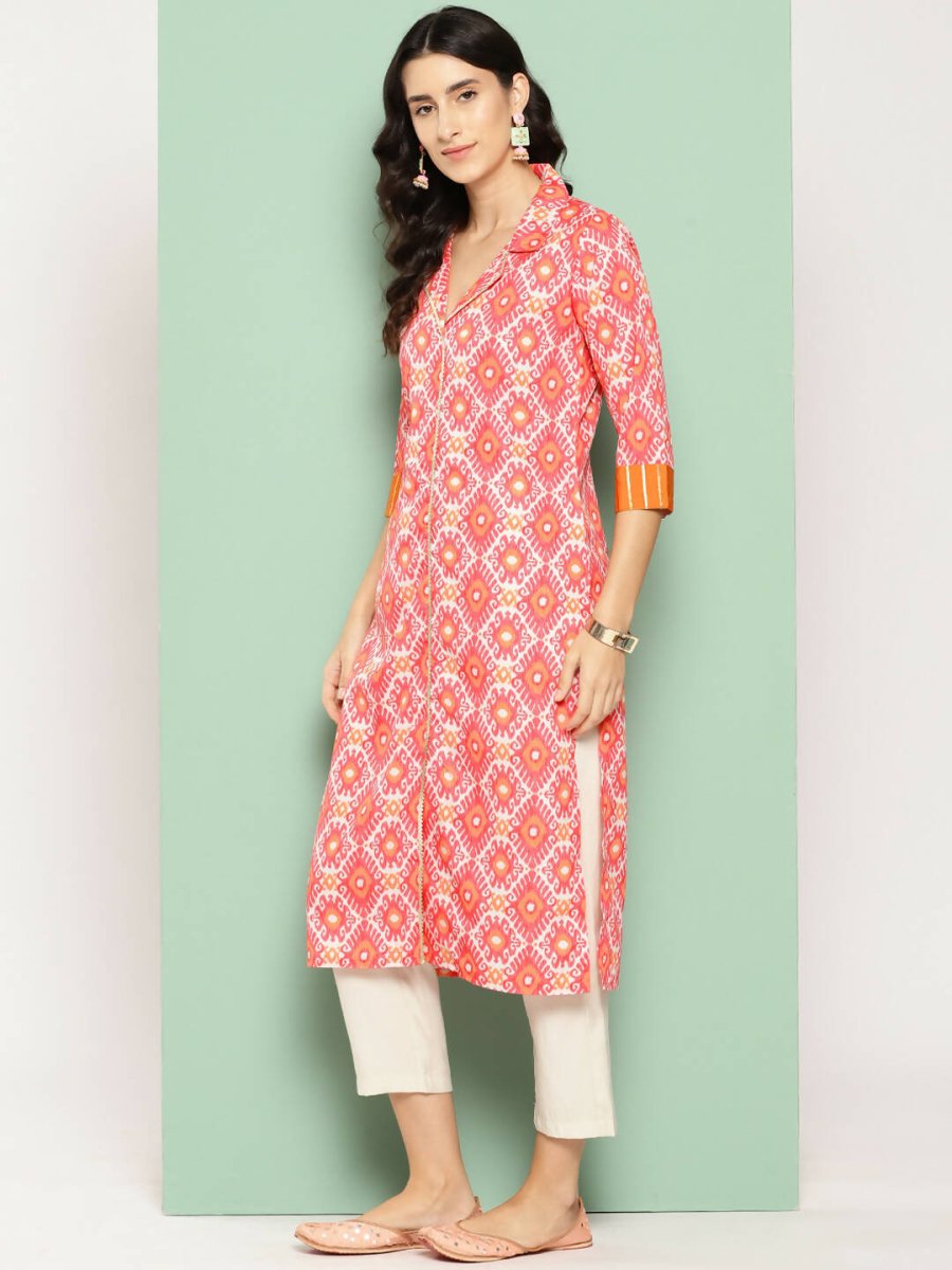 Ahalyaa Women's Traditional wear Kurta - Orange | Grocsy