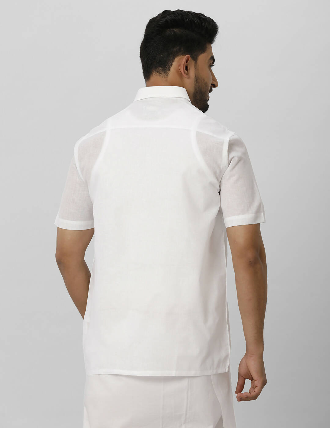 Ramraj Cotton Mens Half Sleeve Formal Poly Cotton White Shirt | Grocsy