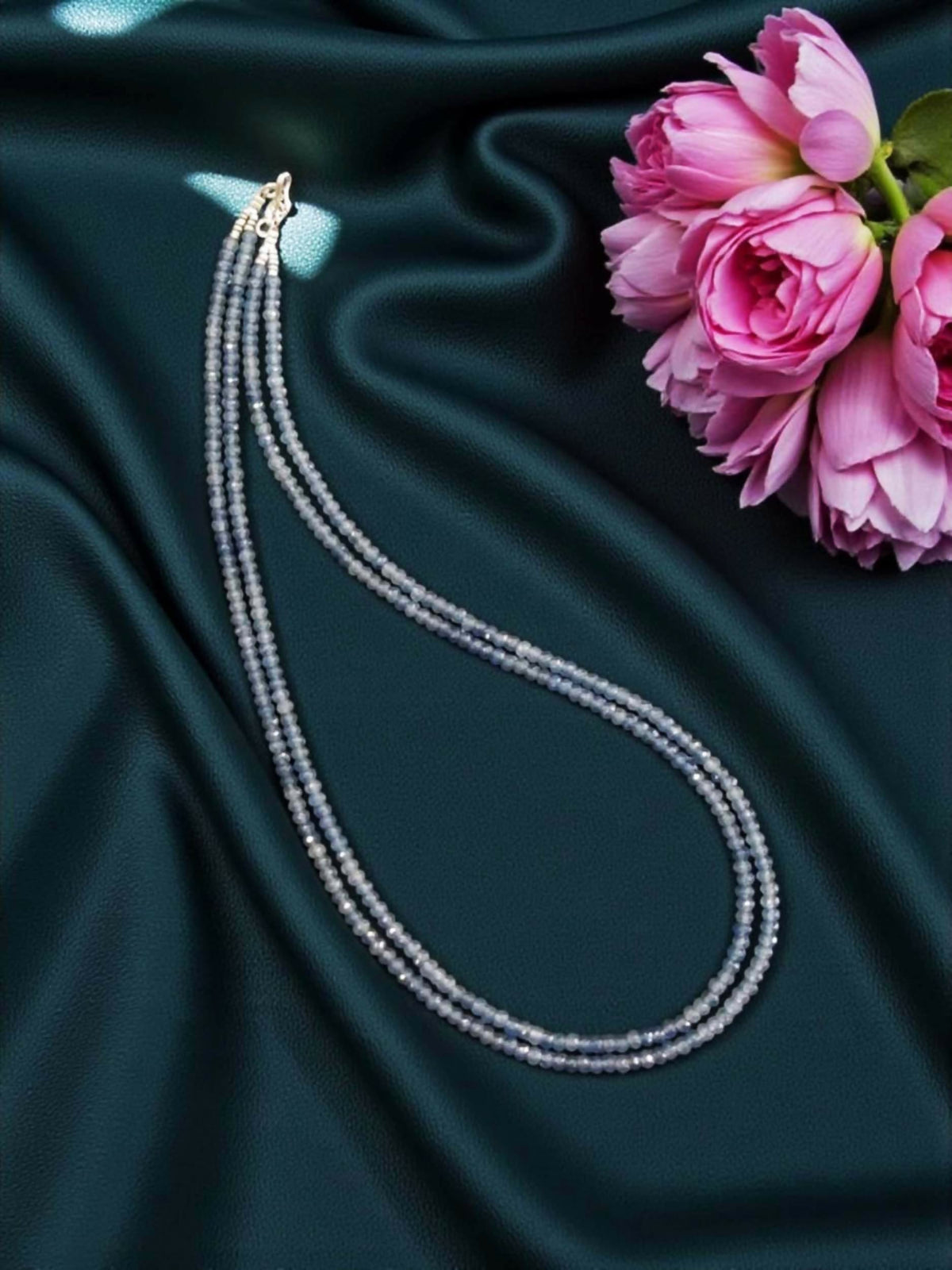 Joban Fashion Women Light Blue 2 Layer Agate Necklace,Silver Finish, Grey | Grocsy