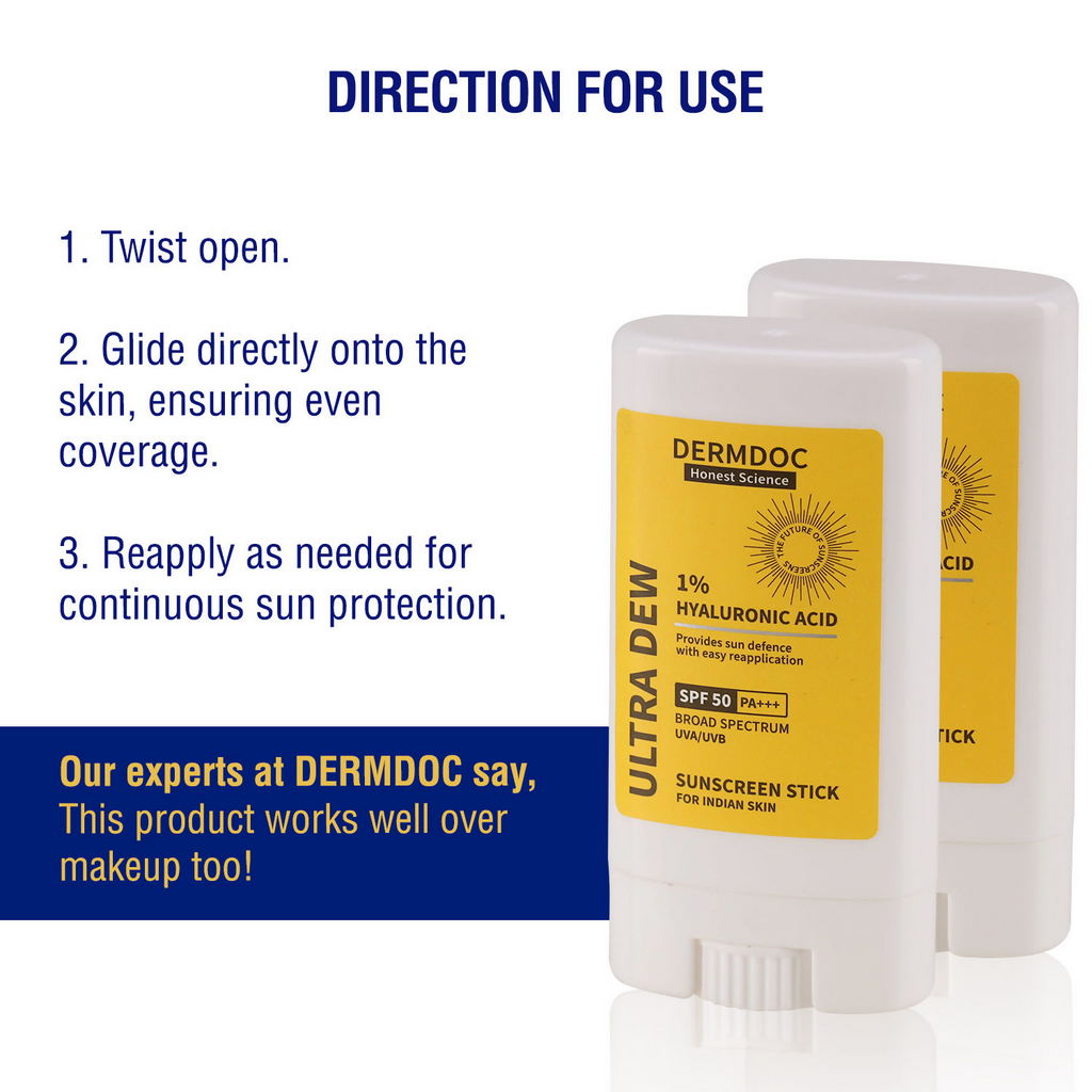 Dermdoc 1% Hyaluronic Acid Mini Sunscreen Stick SPF 50 PA +++ | Grocsy