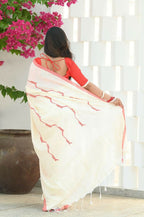 Beatitude Off White Cotton Handloom Saree | Grocsy