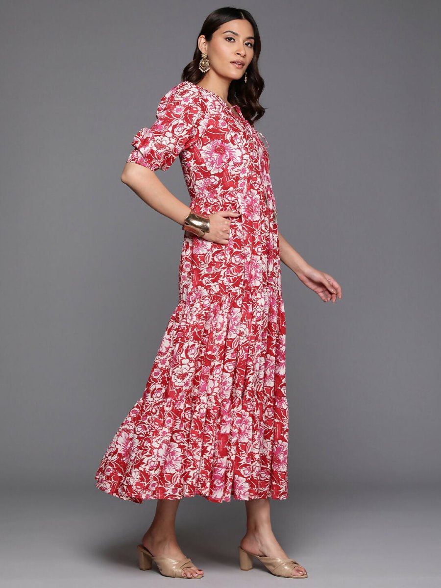 Ahalyaa Women's Traditional wear Ethnic Dress - Red | Grocsy