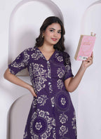 Miravan Womens Floral Printed A-Line Shirt Collar Maxi Dress | Grocsy