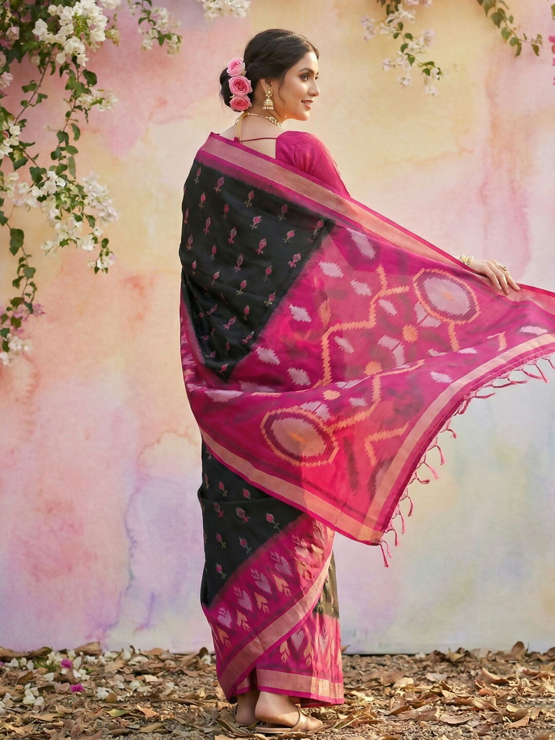 Shree Shyam Fashion Black Soft Silk Saree | Grocsy