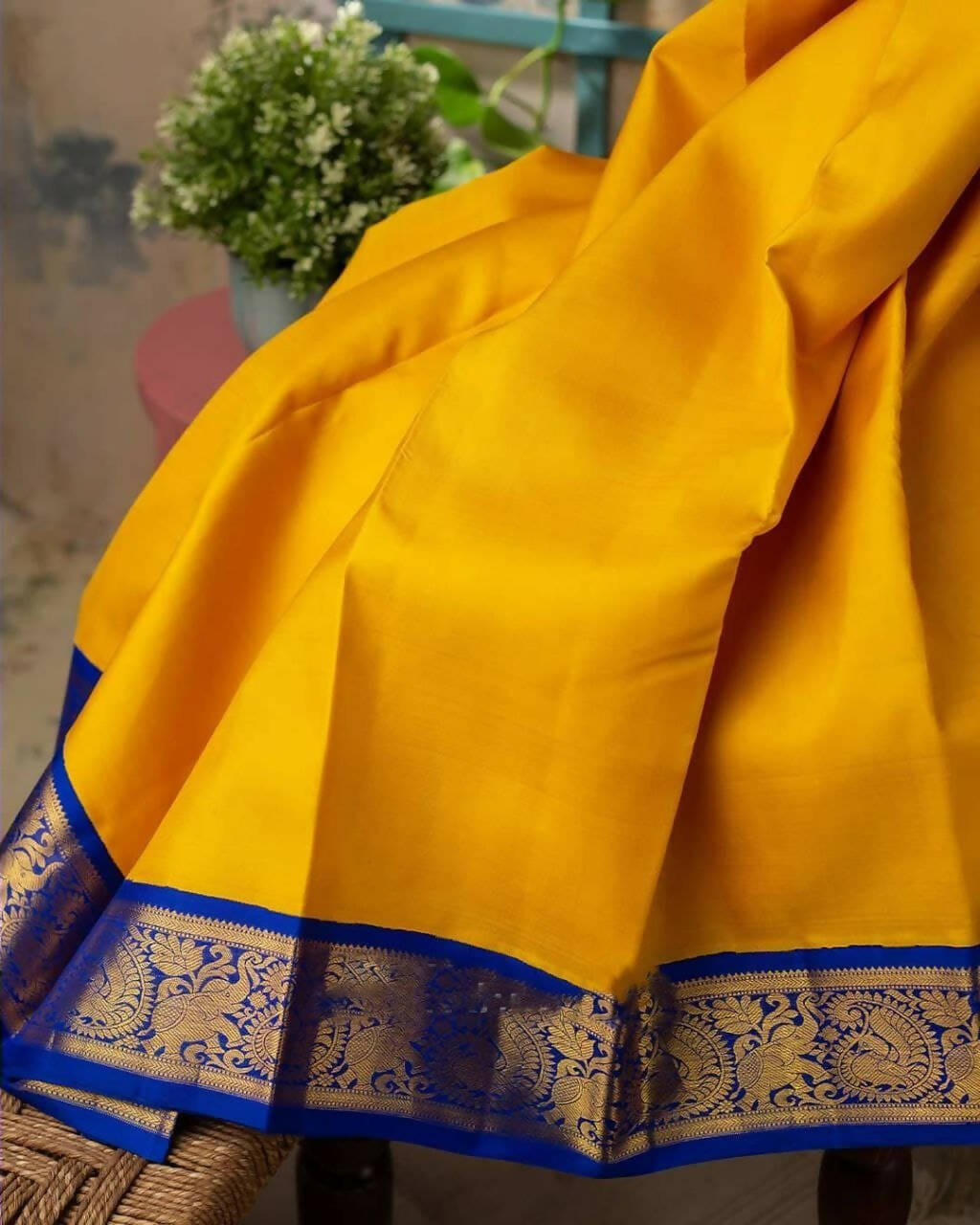 DEIANA'S Beautiful Designer Golden zari Soft Lichi Silk Saree - Yellow | Grocsy