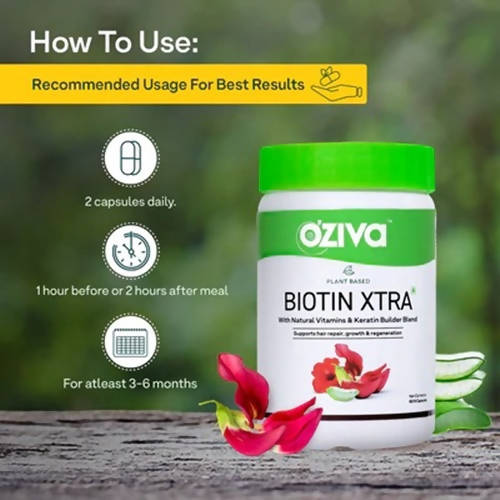 OZiva Plant Based Biotin Xtra Capsules | Grocsy