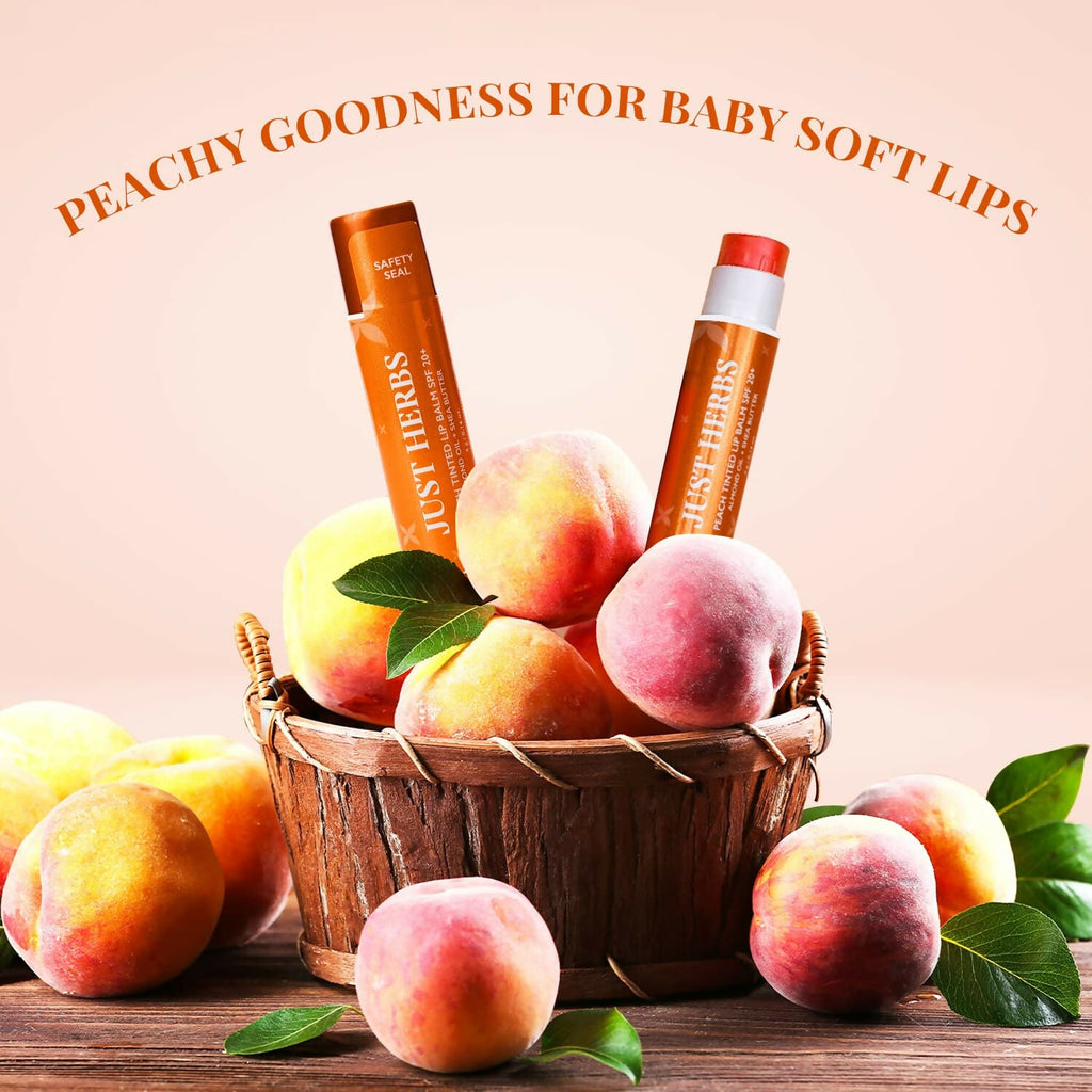 Just Herbs Peach Tinted Lip Balm with SPF 20+ for Dark Lips to Lighten | Grocsy