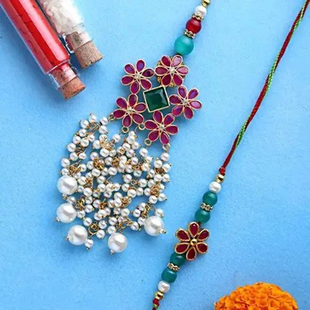 Soothing Floral Lumba Rakhi Pretty Set | Grocsy