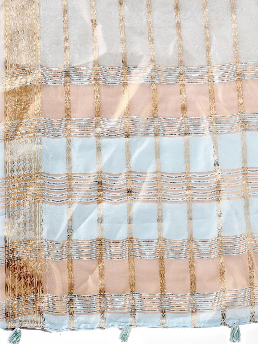 Shree Shyam Fashion Organza Sky Blue Saree | Grocsy