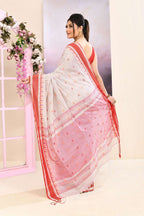 Piyari Fashion Women's Beige Embellished Cotton Saree | Grocsy