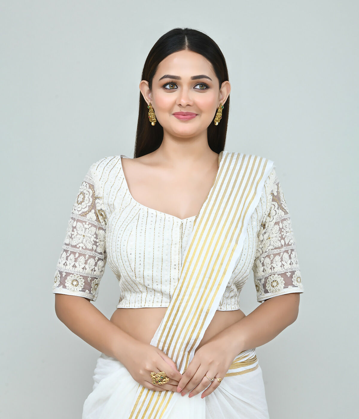 Joban Fashion Women's White Embroidered Stitched Blouse | Grocsy