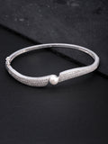 Priyaasi Women Silver-Plated American Diamond and Pearls Studded Bracelet - Noz2Toz