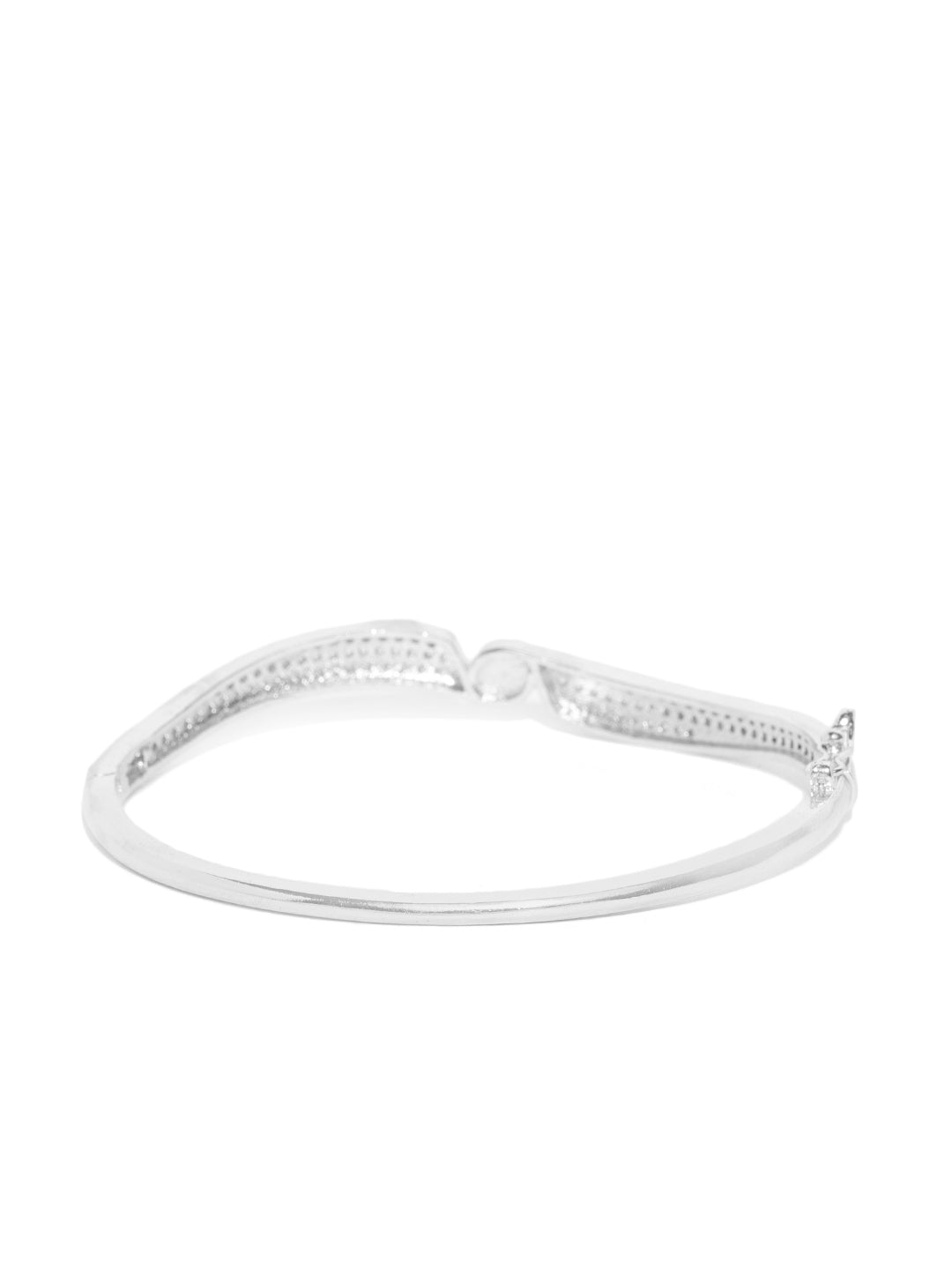 Priyaasi Women Silver-Plated American Diamond and Pearls Studded Bracelet - Swadesiicart