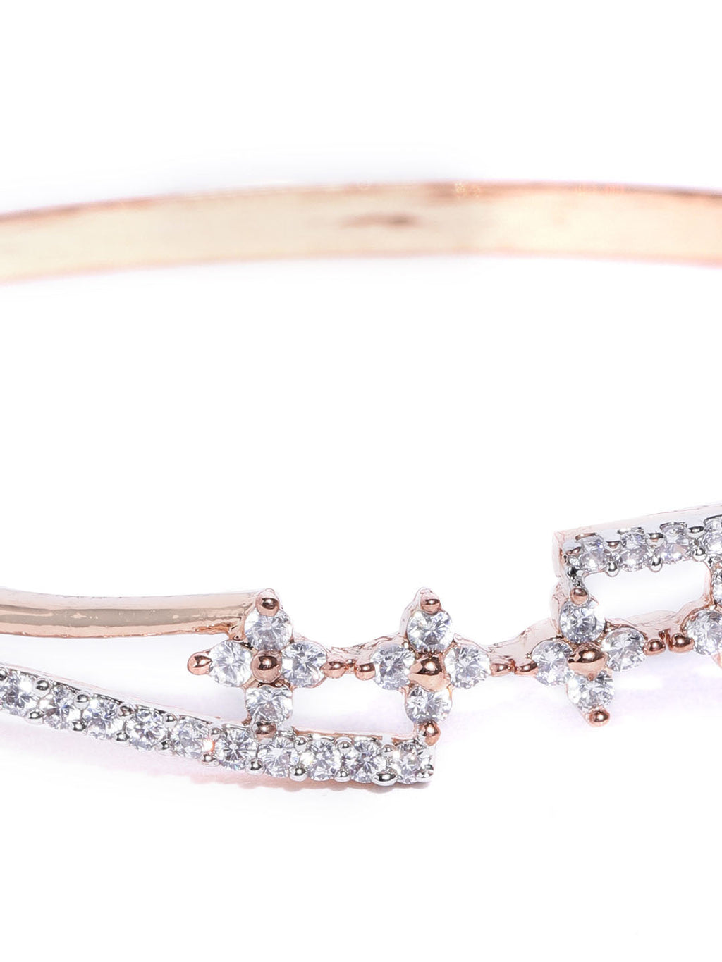 Priyaasi Women Silver Plated Sparkling American Diamond Studded Party Wear Openable Bracelet - Swadesiicart