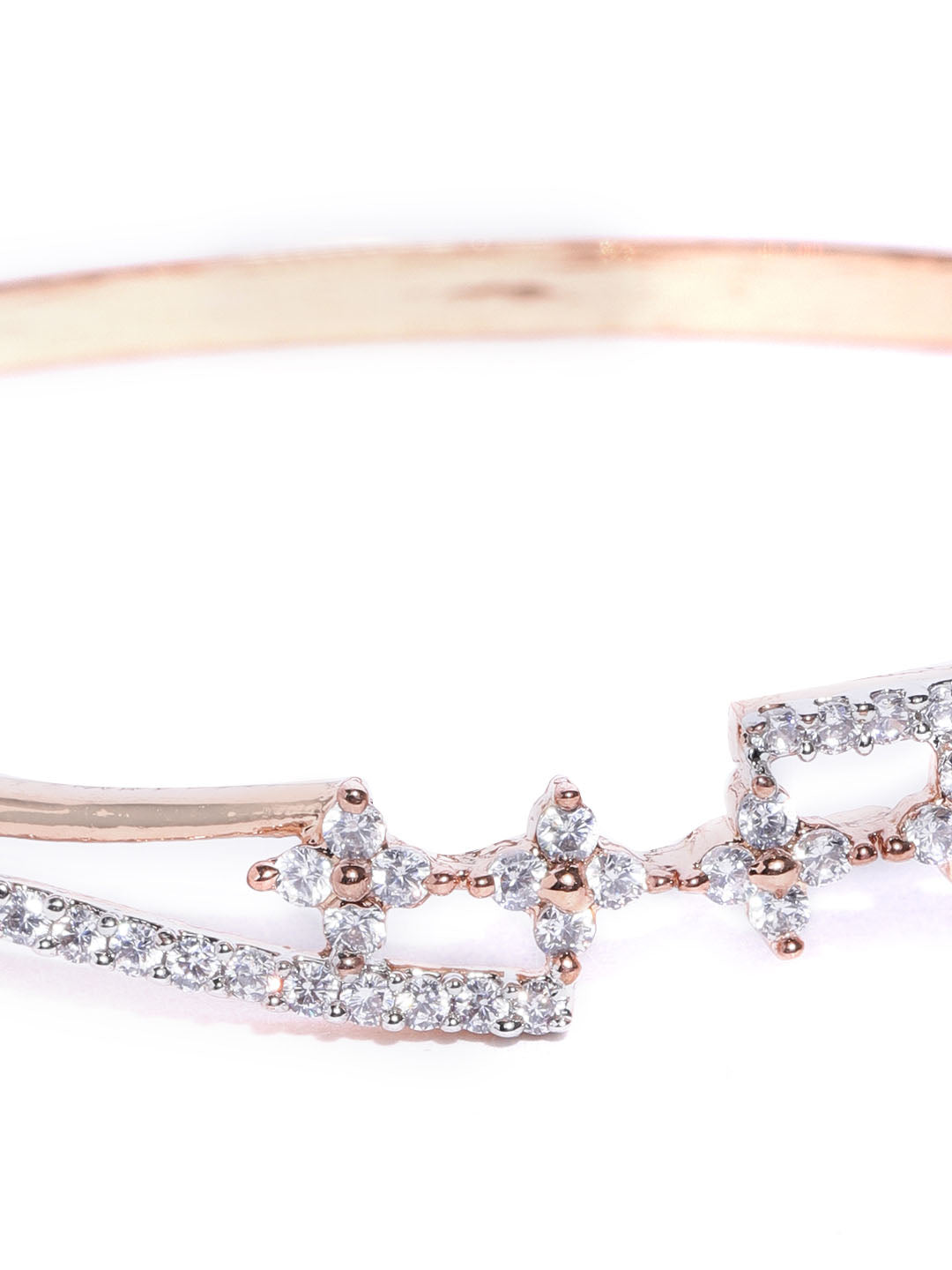 Priyaasi Women Silver Plated Sparkling American Diamond Studded Party Wear Openable Bracelet - Swadesiicart