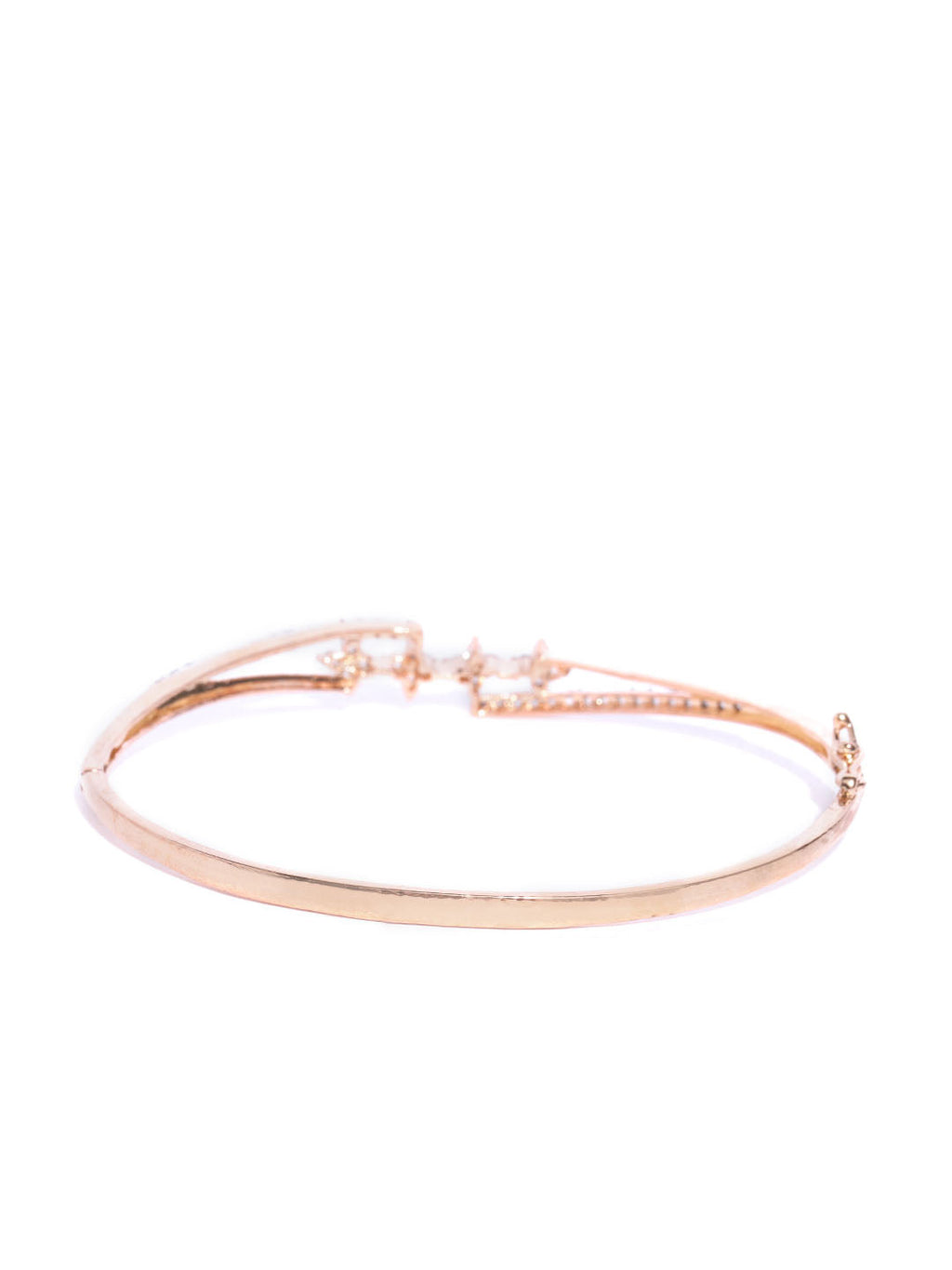 Priyaasi Women Silver Plated Sparkling American Diamond Studded Party Wear Openable Bracelet - Swadesiicart