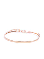 Priyaasi Women Silver Plated Sparkling American Diamond Studded Party Wear Openable Bracelet - Swadesiicart