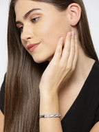 Priyaasi Women Gunmetal-Plated American Diamond Studded Bracelet - Swadesiicart