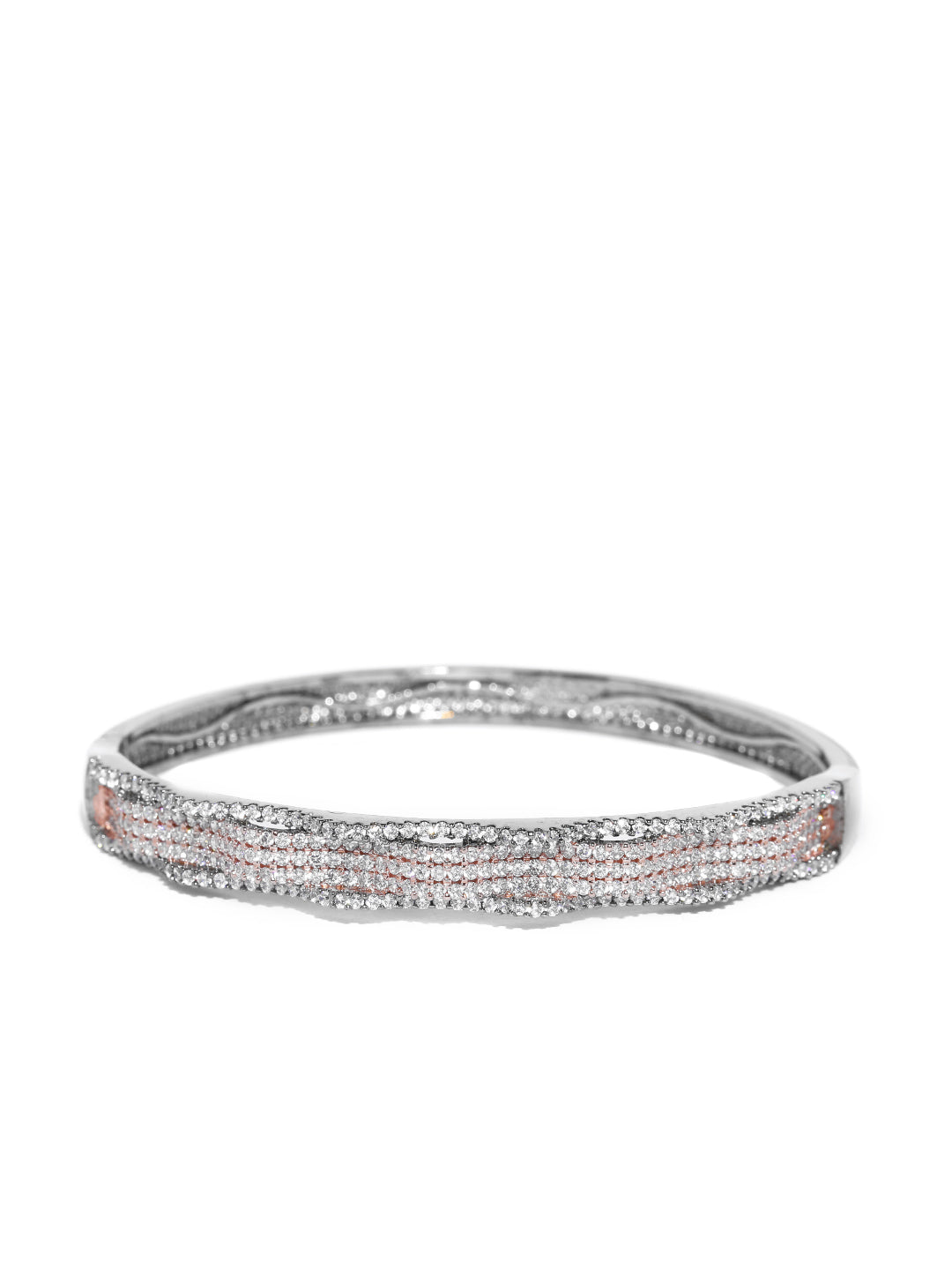 Priyaasi Women Gunmetal-Plated American Diamond Studded Bracelet - Swadesiicart